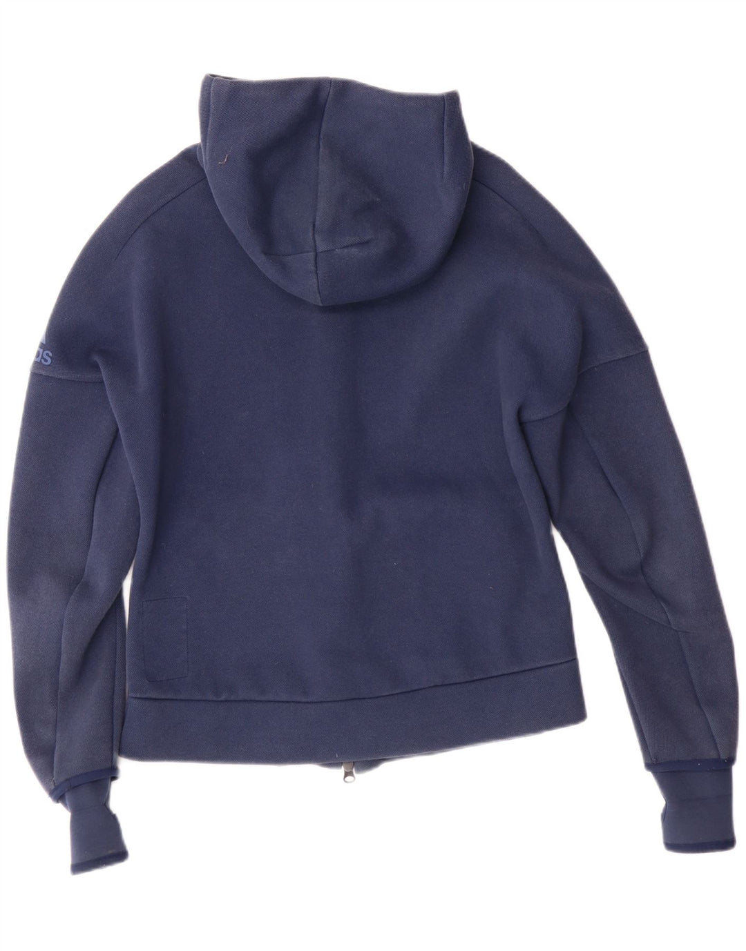 Maglione con cappuccio e zip da donna ADIDAS UK 12/14 Cotone medio blu navy