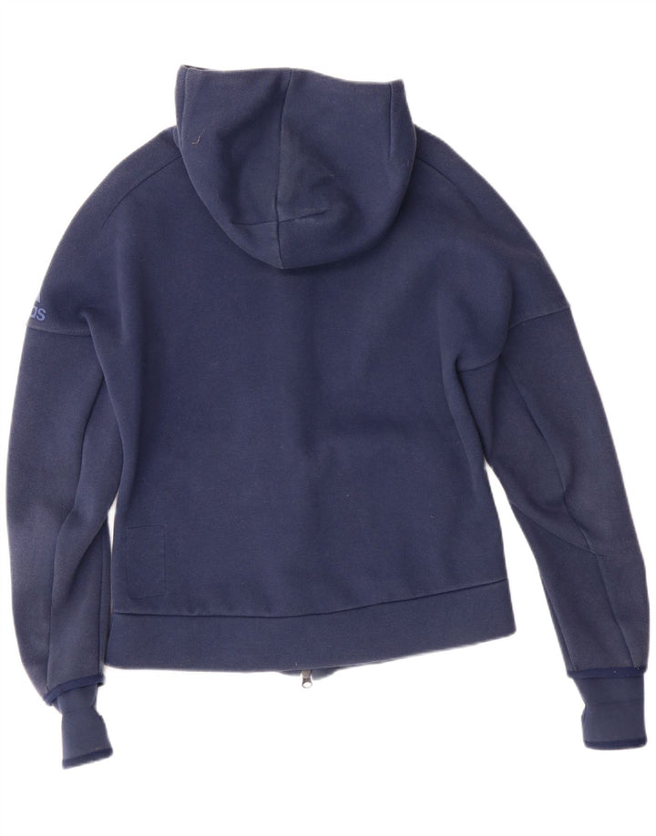 Maglione con cappuccio e zip da donna ADIDAS UK 12/14 Cotone medio blu navy