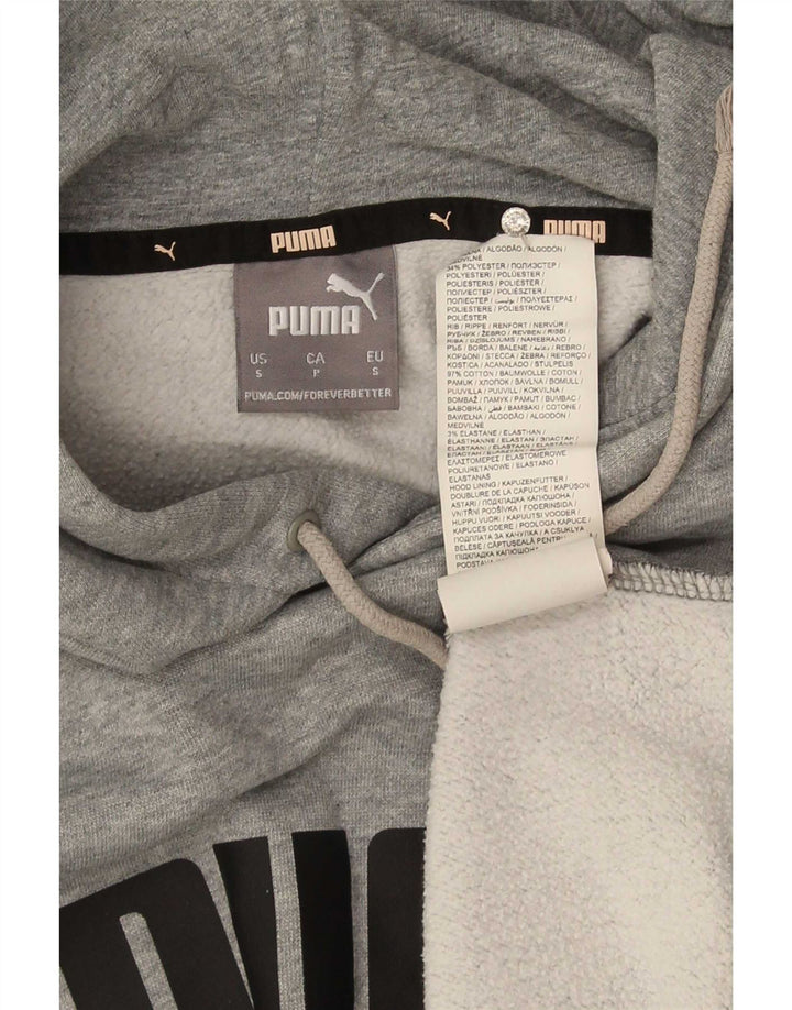 Felpa con cappuccio grafica da uomo Puma piccola in cotone chiazzato grigio