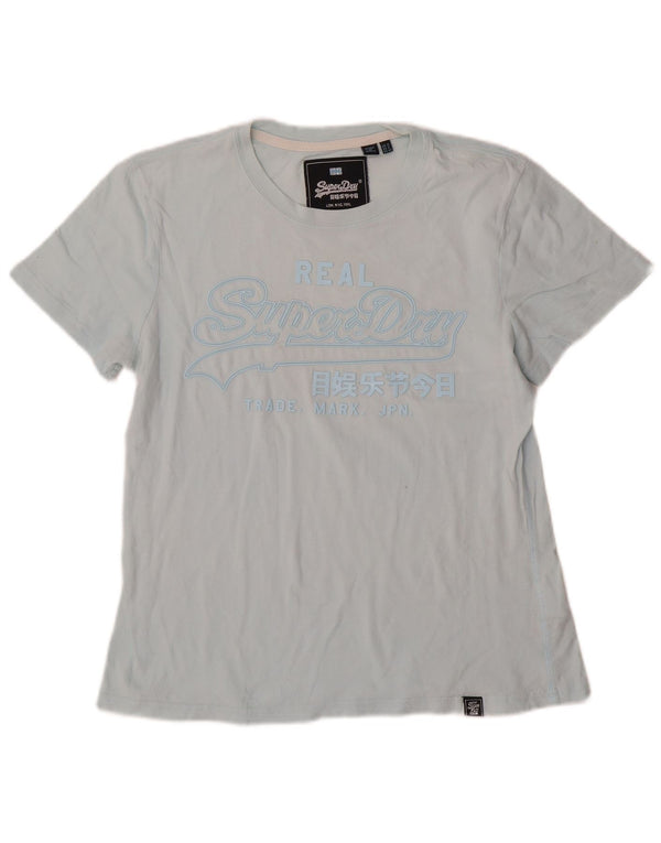 Superdry Womens Graphic T-Shirt Top UK 12 Medium Blue Cotton