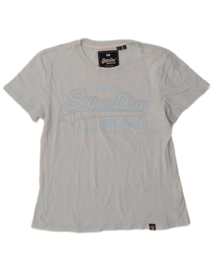 T-shirt grafica da donna Superdry Top UK 12 cotone blu medio