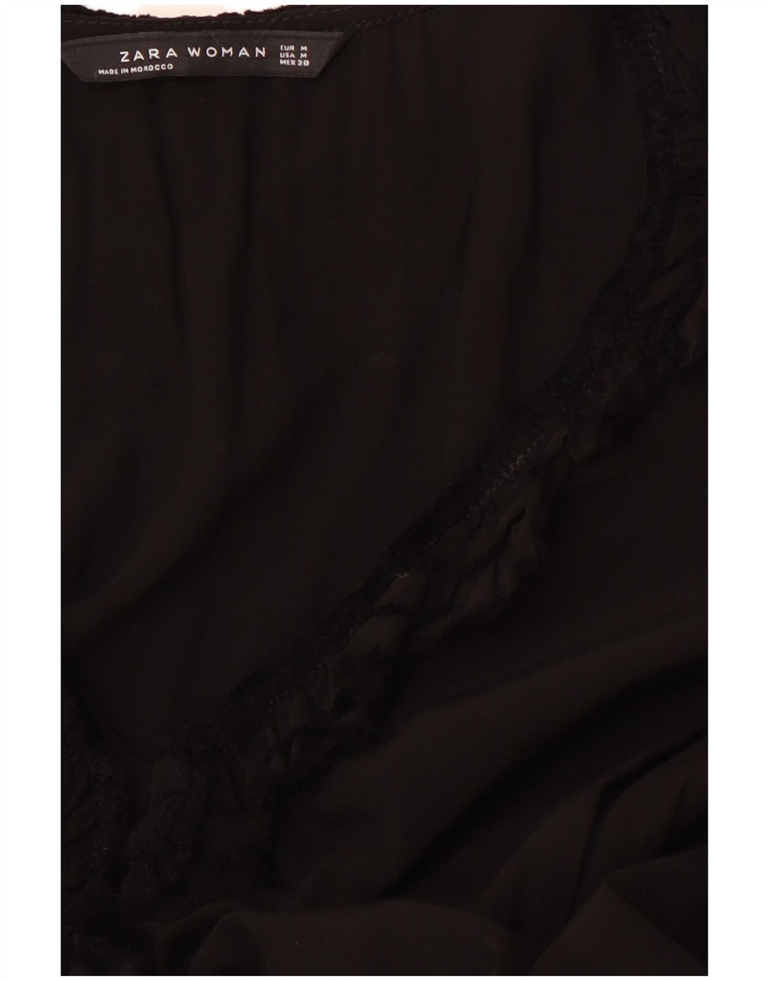 Abito da donna a trapezio a maniche lunghe con volant sul davanti ZARA UK 12 medio nero
