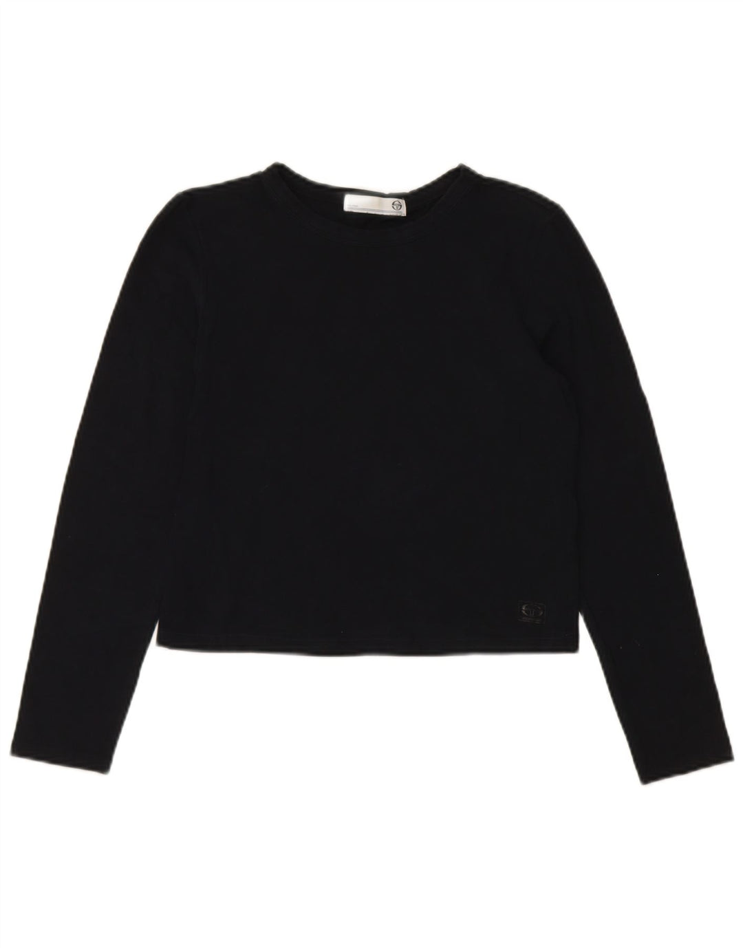 SERGIO TACCHINI Womens Crop Top Long Sleeve UK 10 Small Black Cotton