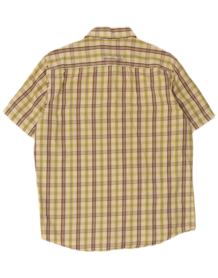Camicia a maniche corte dal taglio moderno da uomo Camel Active in cotone a quadri beige medio