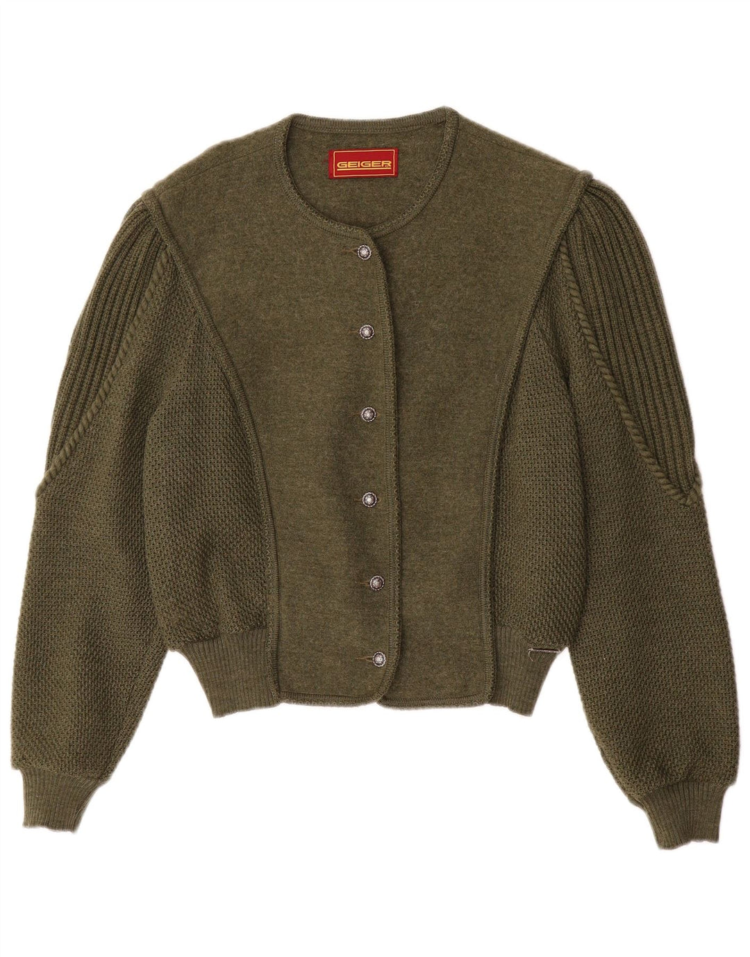 Maglione cardigan da donna Geiger EU 42 grande lana verde