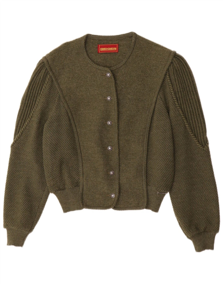 Maglione cardigan da donna Geiger EU 42 grande lana verde