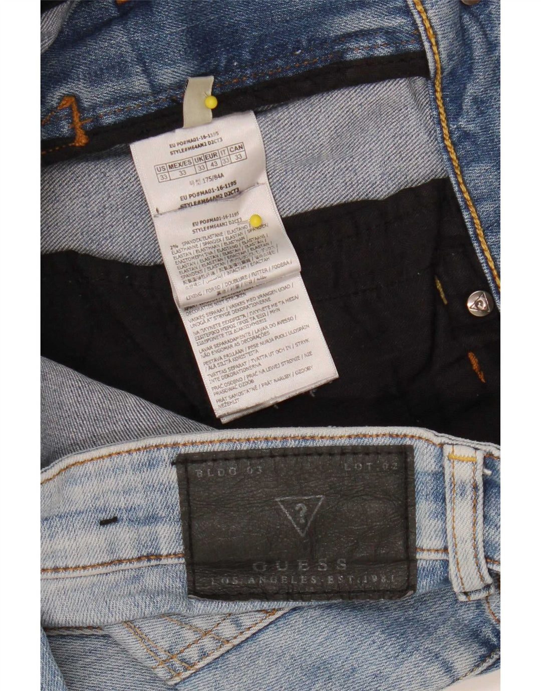 Jeans skinny da uomo Guess W33 L32 in cotone blu