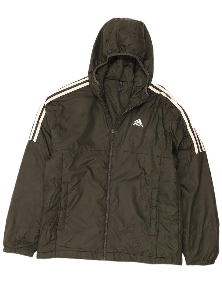 Giacca imbottita con cappuccio da uomo Adidas UK 38 medio poliestere kaki