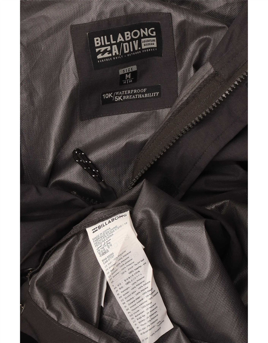 Giacca antipioggia anorak da uomo con cappuccio Billabong UK 38 Medium Black Colourblock