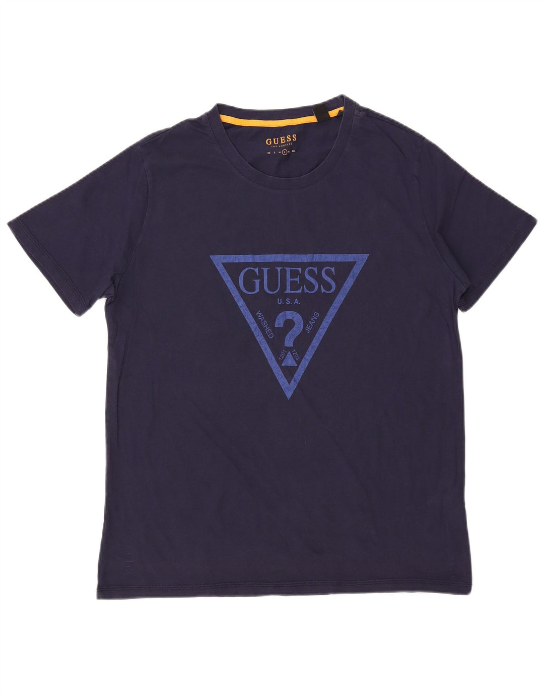 T-shirt grafica da uomo GUESS Top Large in cotone blu navy