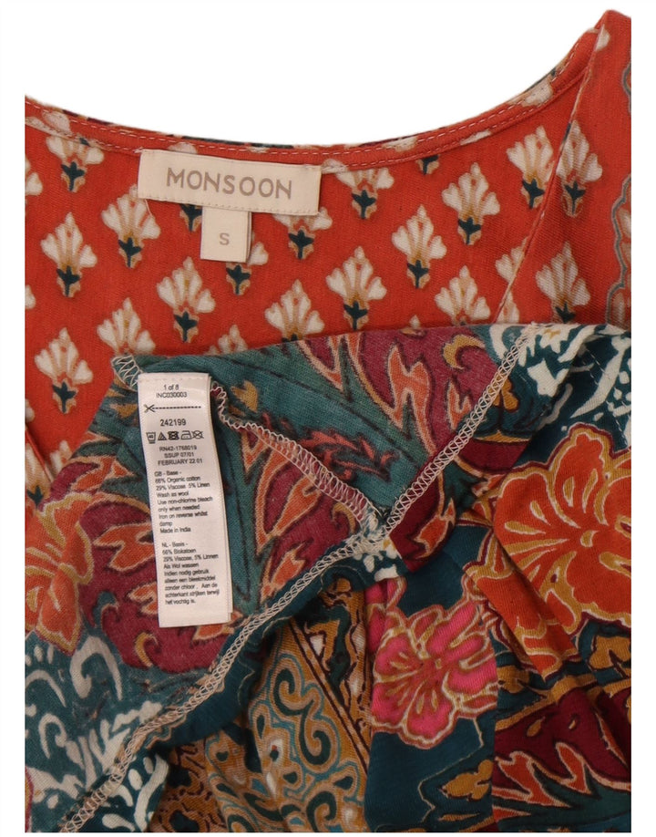 Abito lungo da donna a maniche lunghe Monsoon UK 10 Piccolo Paisley multicolore