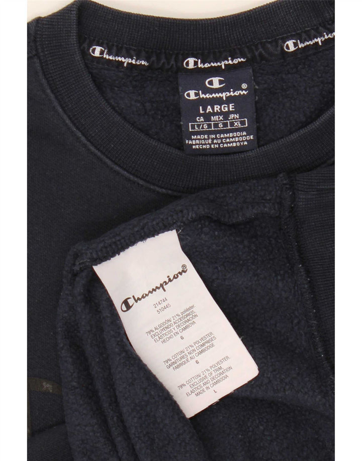 Felpa grafica da uomo Champion, maglione grande, cotone blu navy