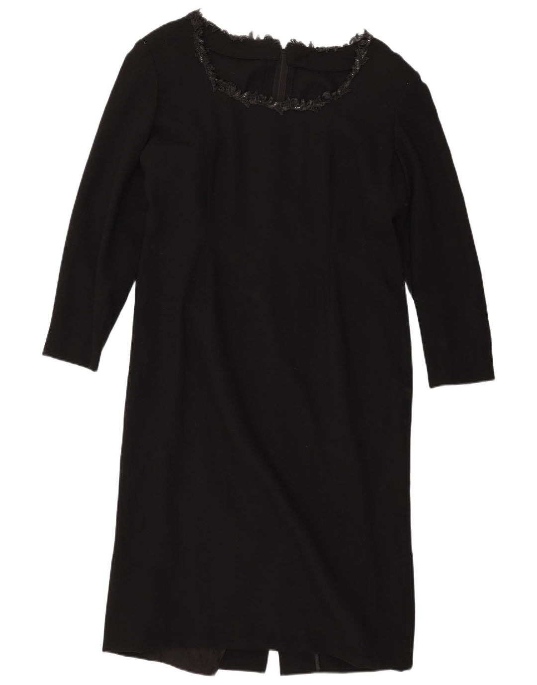 Abito tubino a maniche lunghe da donna VINTAGE UK 14 grande nero