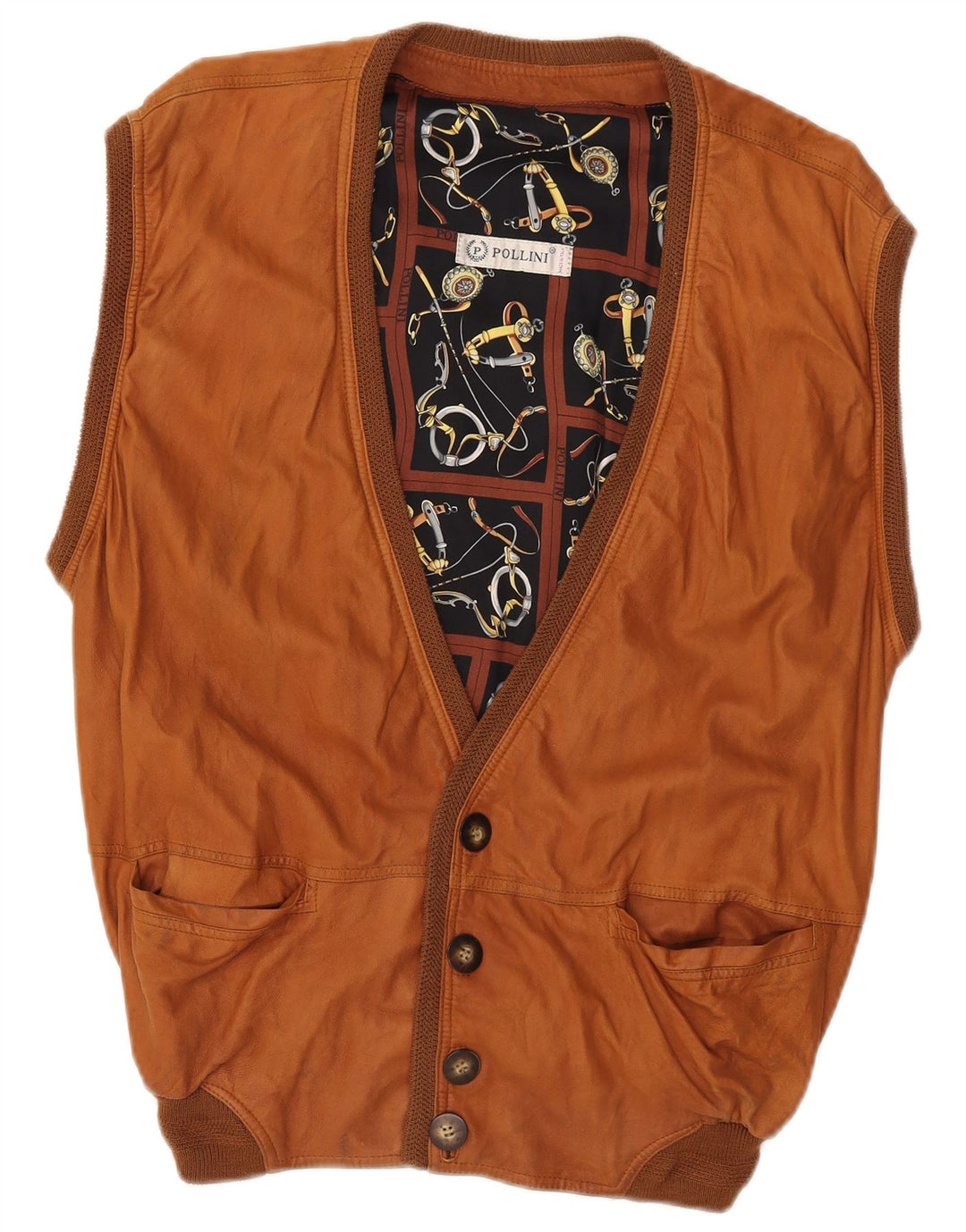 Gilet in pelle da uomo Pollini UK 40 grande marrone