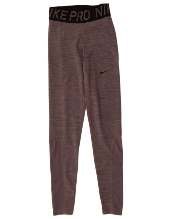 Leggings grafici Nike da donna Dri Fit UK 4 XS poliestere color block grigio