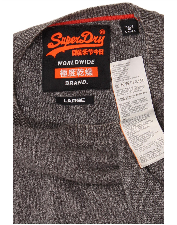 Maglione maglione girocollo da uomo SUPERDRY grande cotone grigio