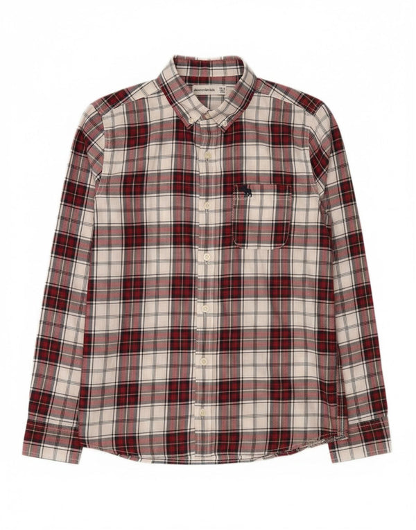 Camicia in flanella da ragazzo Abercrombie & Fitch 13-14 anni in cotone a quadri rossi