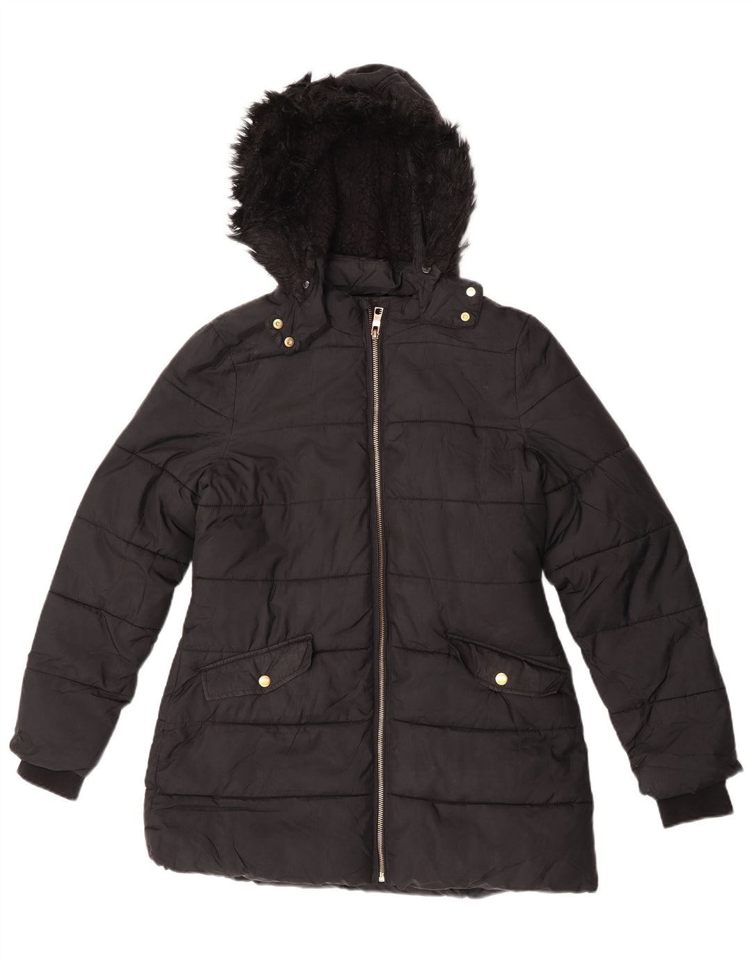 Cappotto imbottito con cappuccio Marks & Spencer per ragazze 12-13 anni in poliestere nero