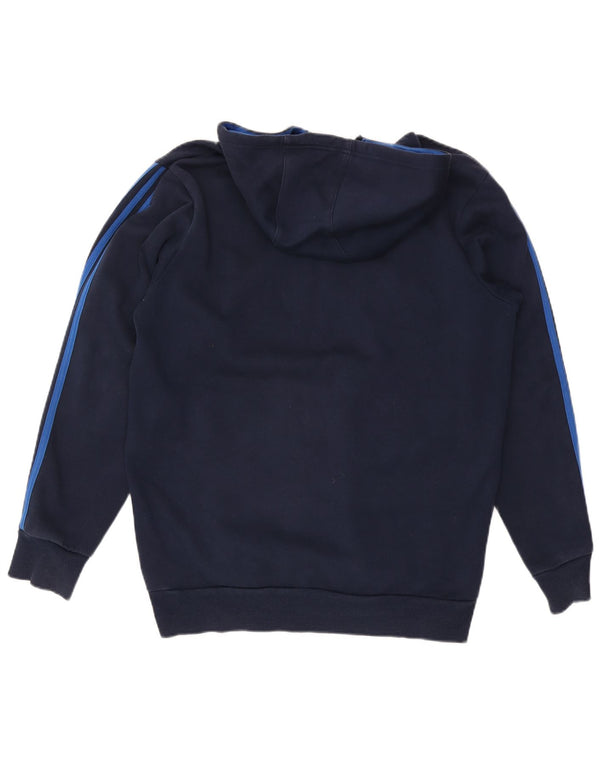 Maglione con cappuccio e zip grafica da uomo Adidas grande in cotone blu navy