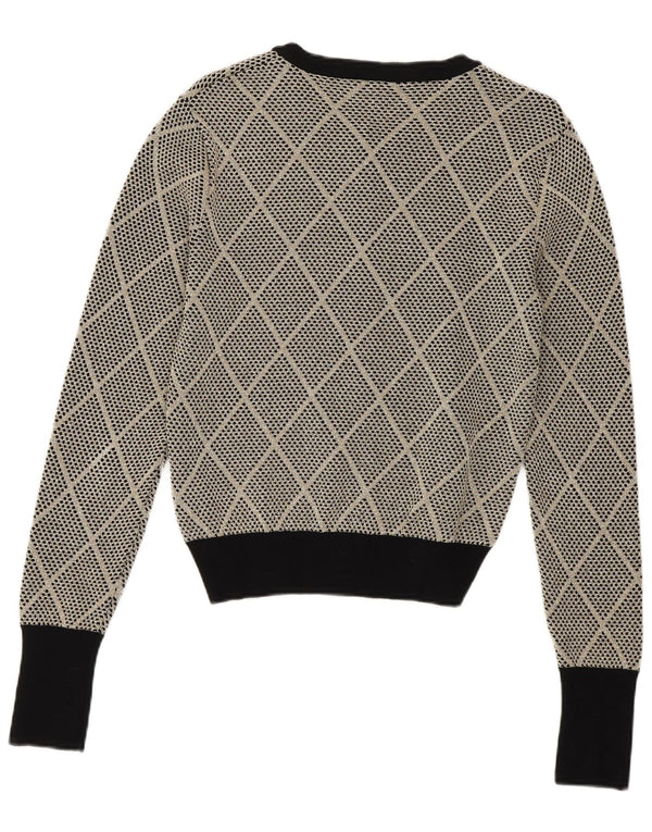 Maglione cardigan da donna Zara UK 10 piccolo viscosa grigia a rombi/diamante