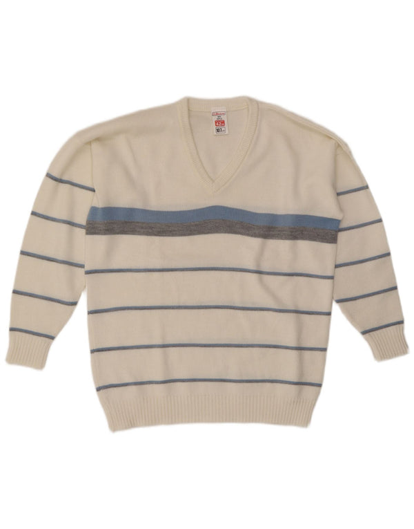 Maglione da uomo con scollo a V St. Bernard UK 42 Large White Colourblock