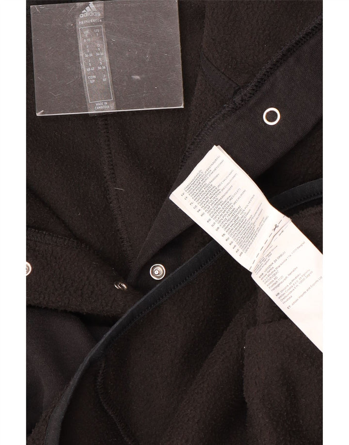 Maglione in pile con cappuccio oversize da donna ADIDAS UK 8/10 piccolo poliestere nero