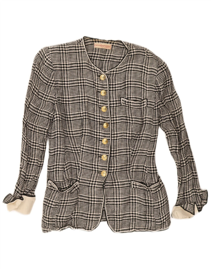 Maglia Cardigan Donna Roccobarocco IT 44 Pied De Poule Medio Nero