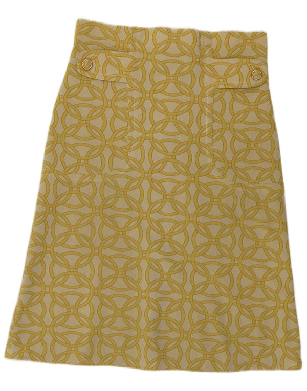 Gonna a trapezio da donna vintage W30 giallo medio geometrico