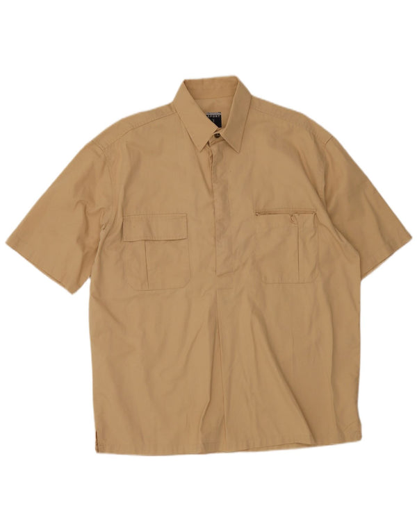 Camicia Trussardi Uomo Manica Corta in Cotone Beige Medio