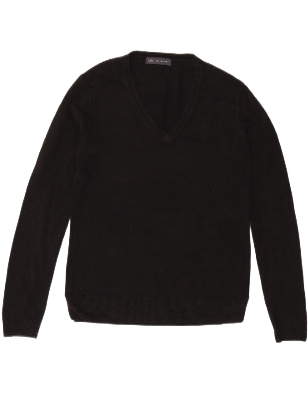 Maglione da donna con scollo a V Marks & Spencer UK 12 Acrilico nero medio