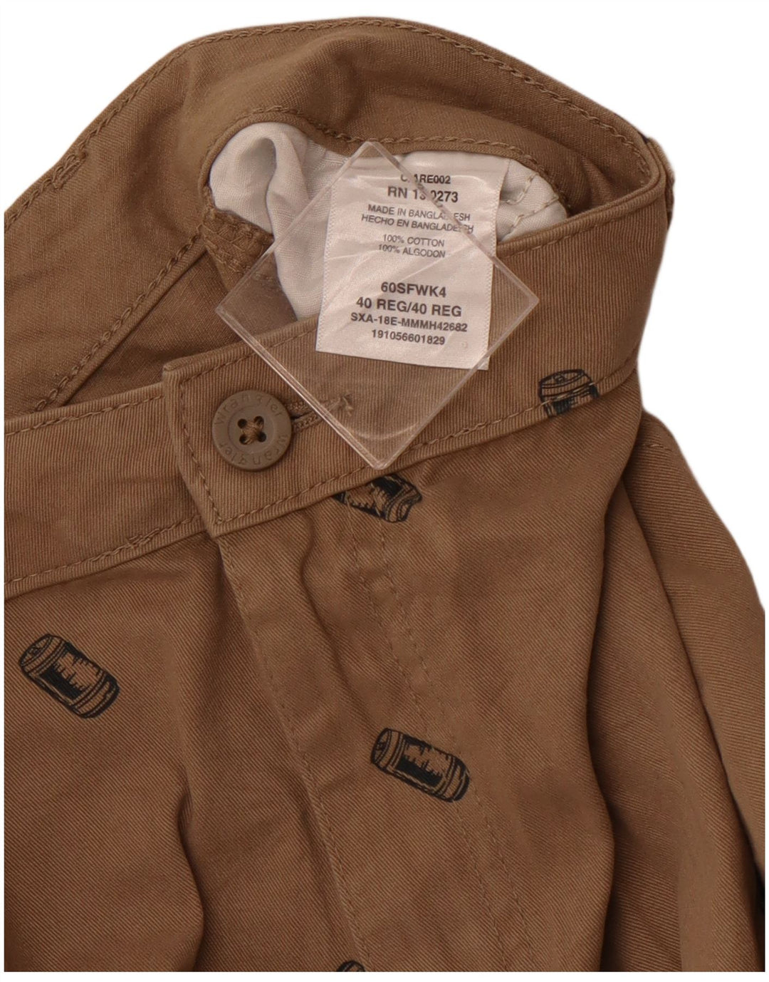 Pantaloncini cargo grafici da uomo WRANGLER W40 XL cotone marrone