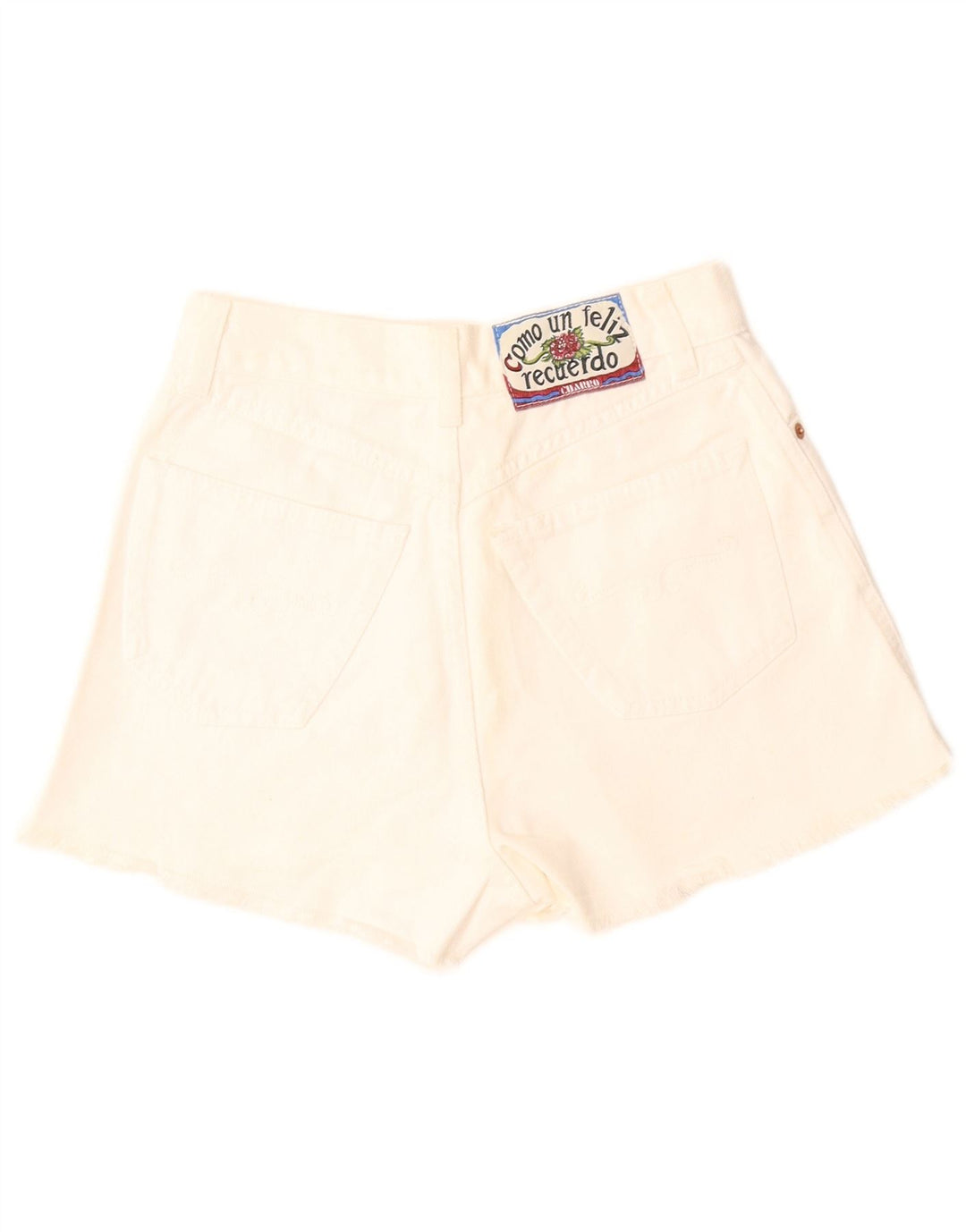 Pantaloncini di jeans a gamba larga da donna Charro W29 cotone bianco medio