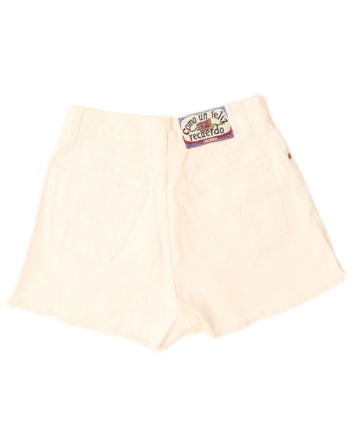 Pantaloncini di jeans a gamba larga da donna Charro W29 cotone bianco medio
