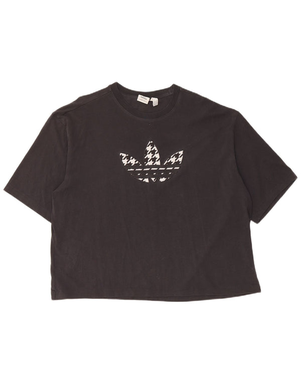 ADIDAS Womens Graphic T-Shirt Top UK 16/18 Large Black Cotton