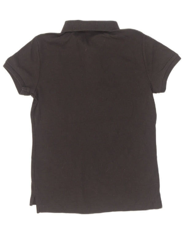 Ralph Lauren Womens Slim Fit Polo Shirt UK 12 Medium Black Cotton