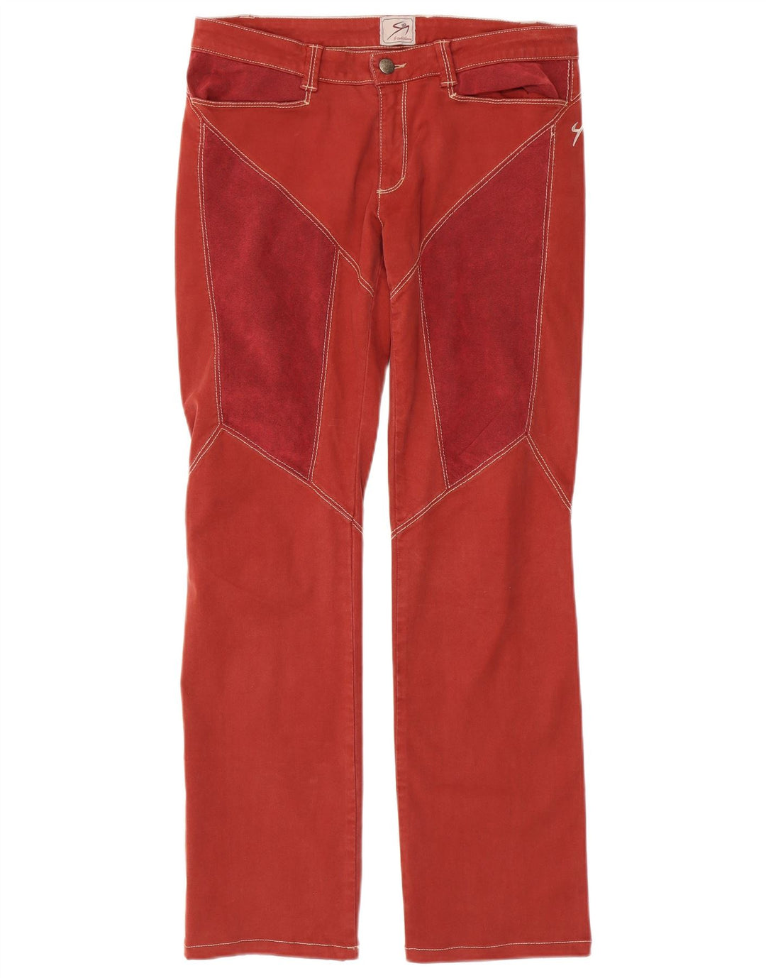 9.2 BY CARLO CHIONNA Pantaloni casual dritti da uomo W29 L31 Rosso Colourblock