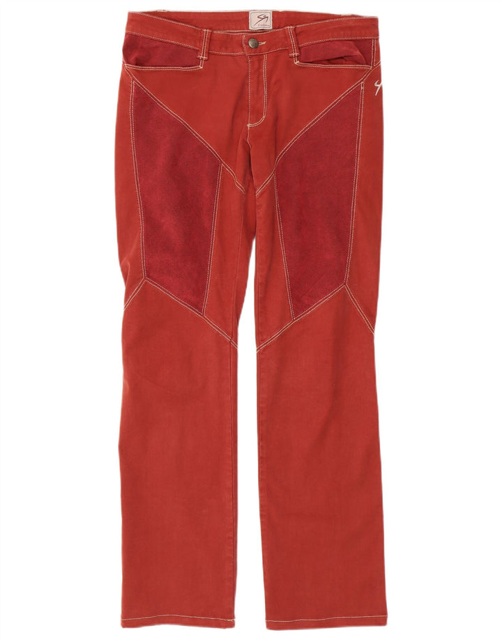 9.2 BY CARLO CHIONNA Pantaloni casual dritti da uomo W29 L31 Rosso Colourblock