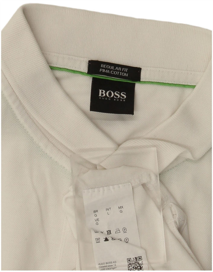 Polo Hugo Boss da uomo vestibilità regolare, taglia grande, in cotone bianco