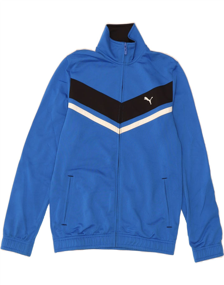 PUMA Boys Tracksuit Top Jacket 13-14 Years Blue Colourblock Polyester Vintage Puma and Second-Hand Puma from Messina Hembry 