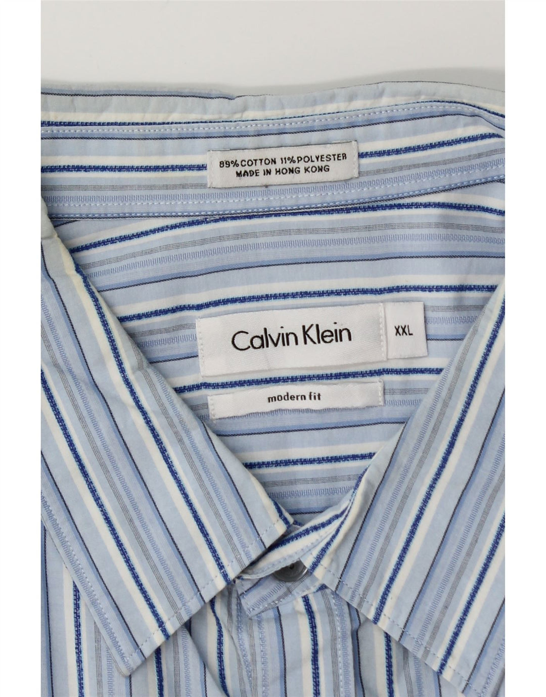 CALVIN KLEIN Camicia da uomo Modern Fit 2XL Cotone a righe blu