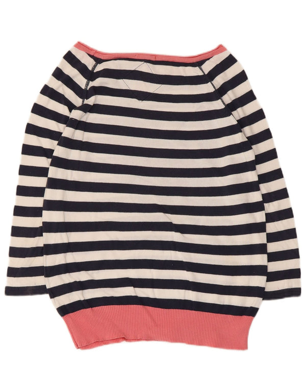Maglione maglione da donna con scollo a barca Superdry UK 12 medio blu navy a righe