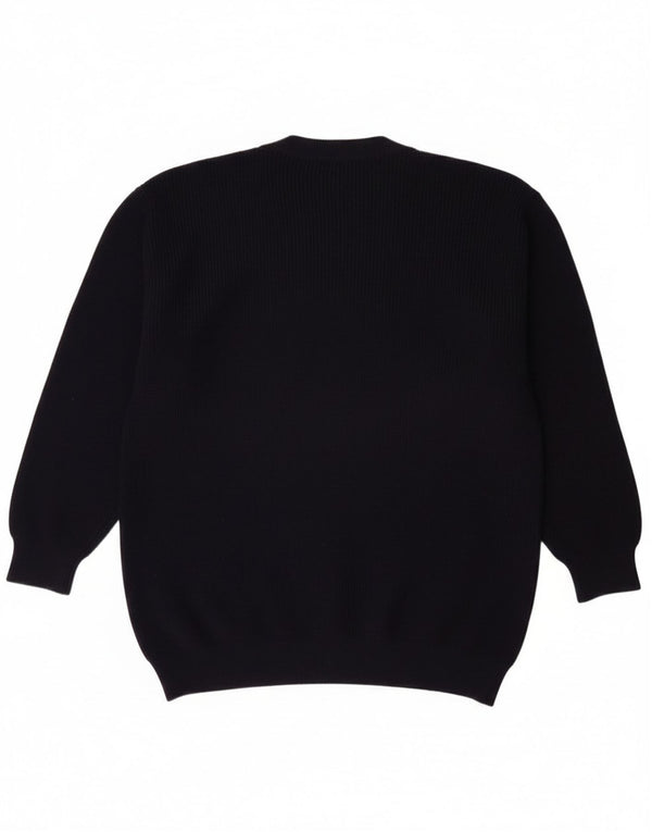 Vintage Mens Cardigan Sweater Large Navy Blue New Wool