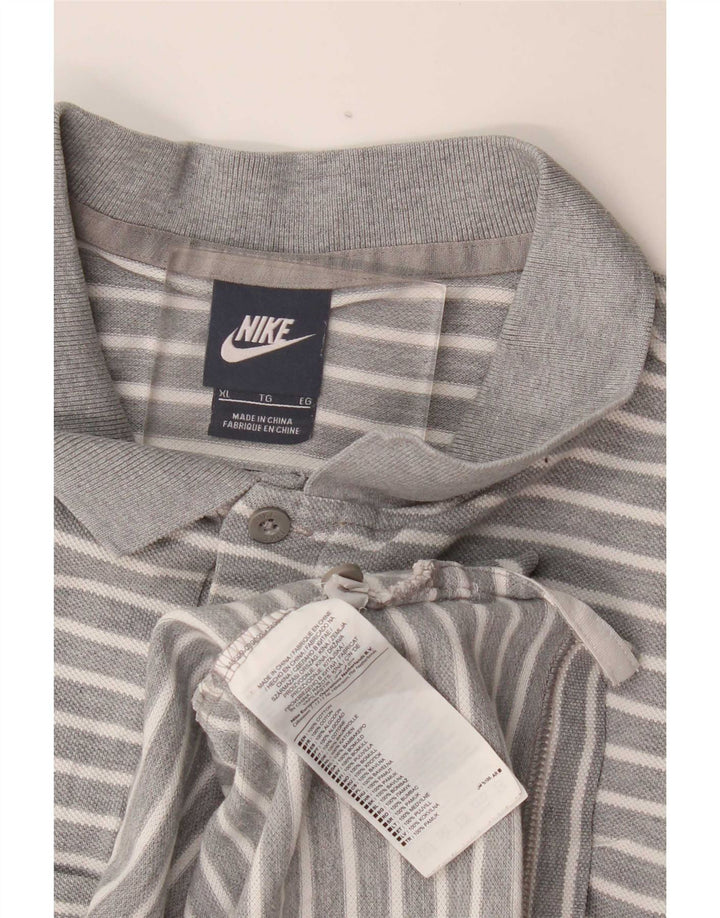 Polo Nike da uomo XL in cotone a righe grigie