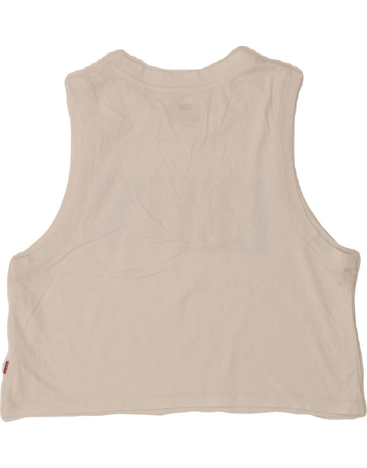 LEVI'S Womens Oversized Crop Graphic Vest Top UK 6 XS White Cotton Vintage Levi's and Second-Hand Levi's from Messina Hembry 