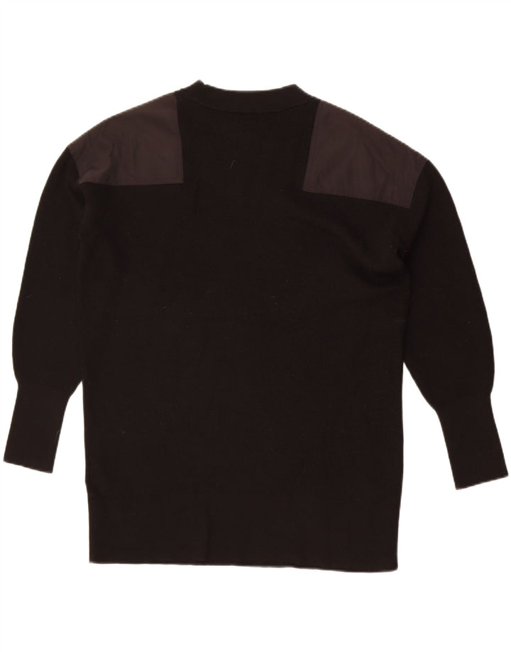 Maglione da uomo girocollo vestibilità ampia, maglione piccolo in lana nera