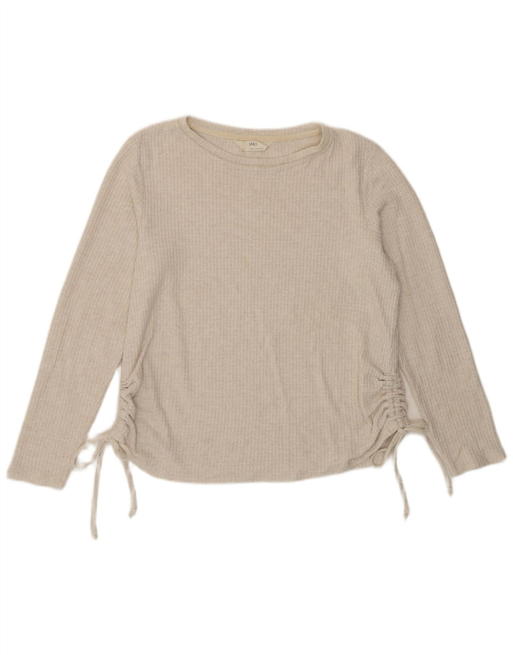 Marks & Spencer Top da donna a maniche lunghe UK 12 Viscosa beige medio