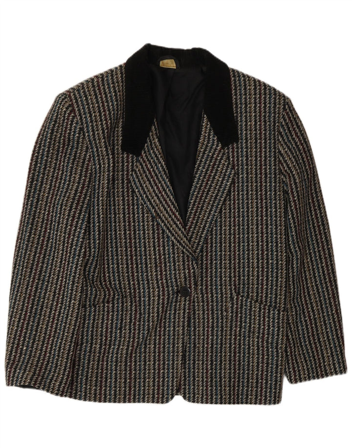 Giacca blazer vintage da donna a 1 bottone UK 10 piccolo quadretto multicolore