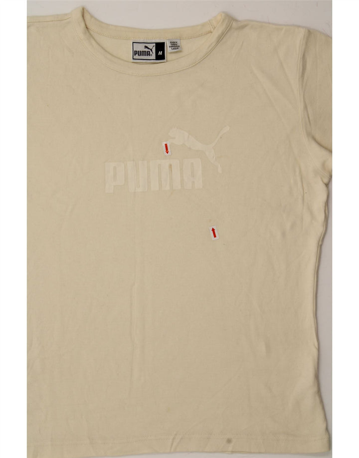 PUMA Womens Graphic T-Shirt Top UK 14 Medium Off White Vintage Puma and Second-Hand Puma from Messina Hembry 