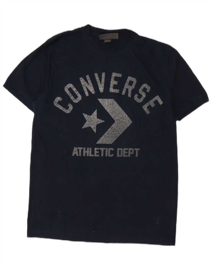 T-shirt grafica da uomo Converse Top Small in cotone blu navy