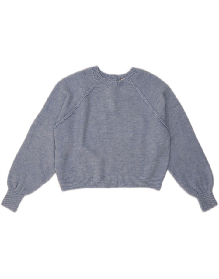 Maglione Girocollo Oversize Corto da Donna ZARA UK 10 Piccolo Blu